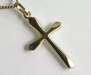 ECHT GOLD *** Schlichter Kreuz Anhänger 28 mm, glänzend - Picture 1 of 4