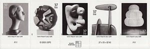 2004 ISAMU NOGUCHI MNH Plate Strip 5 x 37¢ Stamps #3857-3861 Sculptor Sculptures - Picture 1 of 8