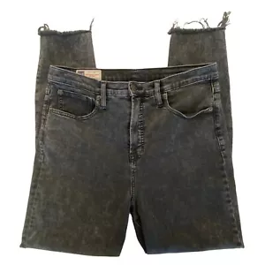 Gap Women's Jeans 31 12 True Skinny Ankle Black Raw Hem Distressed High Rise - Picture 1 of 12