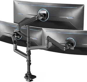 VIVO Pneumatic Arm Triple Ultrawide Monitor Extra Tall Desk Mount for Up to 49 i - Picture 1 of 9