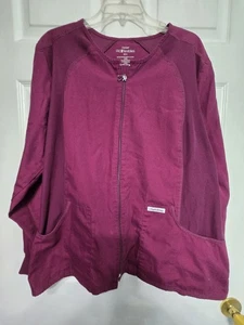 Cherokee PRO-FLEXIBLES Scrub Jacket Size XL-WINE Snap Front-Chest 25.5"/L 27.5" - Picture 1 of 4