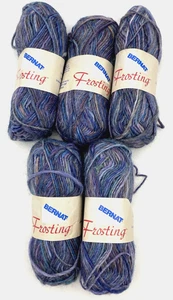 FUORI PRODUZIONE Bernat Frosting filato lana/nylon umore indaco blues lotto di 5 - Foto 1 di 5