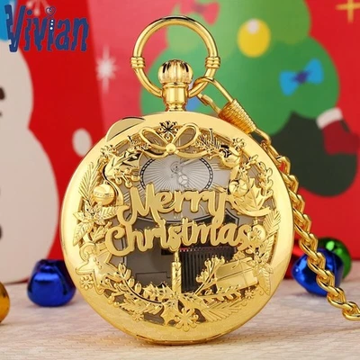 2022 Merry Christmas Musical Pocket Watch Antique Music Display Pendant Gifts - Image 1 of 4