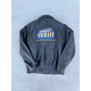 Super Bowl XXXII XXXIII Denver Broncos Leather Jacket Pro Player Mens M/M - Picture 1 of 7