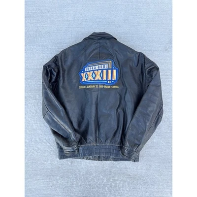 Super Bowl XXXII XXXIII Denver Broncos Leather Jacket Pro Player Mens M/M - Image 1 of 4