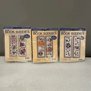 Lot 3 Bucilla Book Buddies Counted Cross StitchVictorianFloral,Celestial,Dog cat - Picture 1 of 13