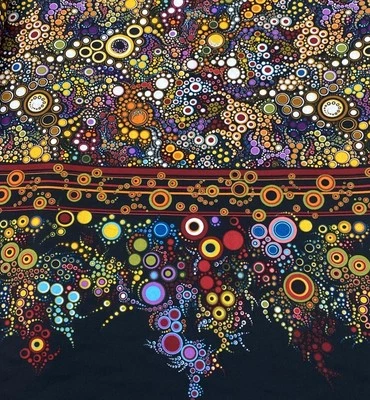 Effervescence Amelia Caruso Kaufman Fussy Cut Black Cotton Fabric BT Half Y #11 - Image 1 of 4