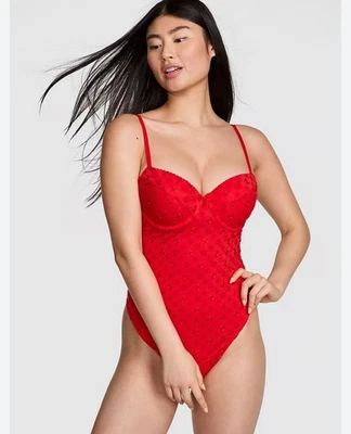 Maiô Victoria Secret Nova Eyelet Anglaise One Piece Bandana Vermelho M - Imagem 1 de 4