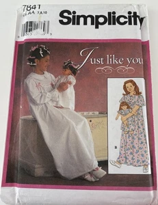 SimplicityPattern 7841 Girls' and 18" Doll Nightgown Sizes7-8-10 Uncut& Complete - Picture 1 of 9