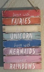 Inspirierender Tanz mit Feen Wandbehang Wohndeko Mädchen Plakette MDF Schild - Bild 1 von 3