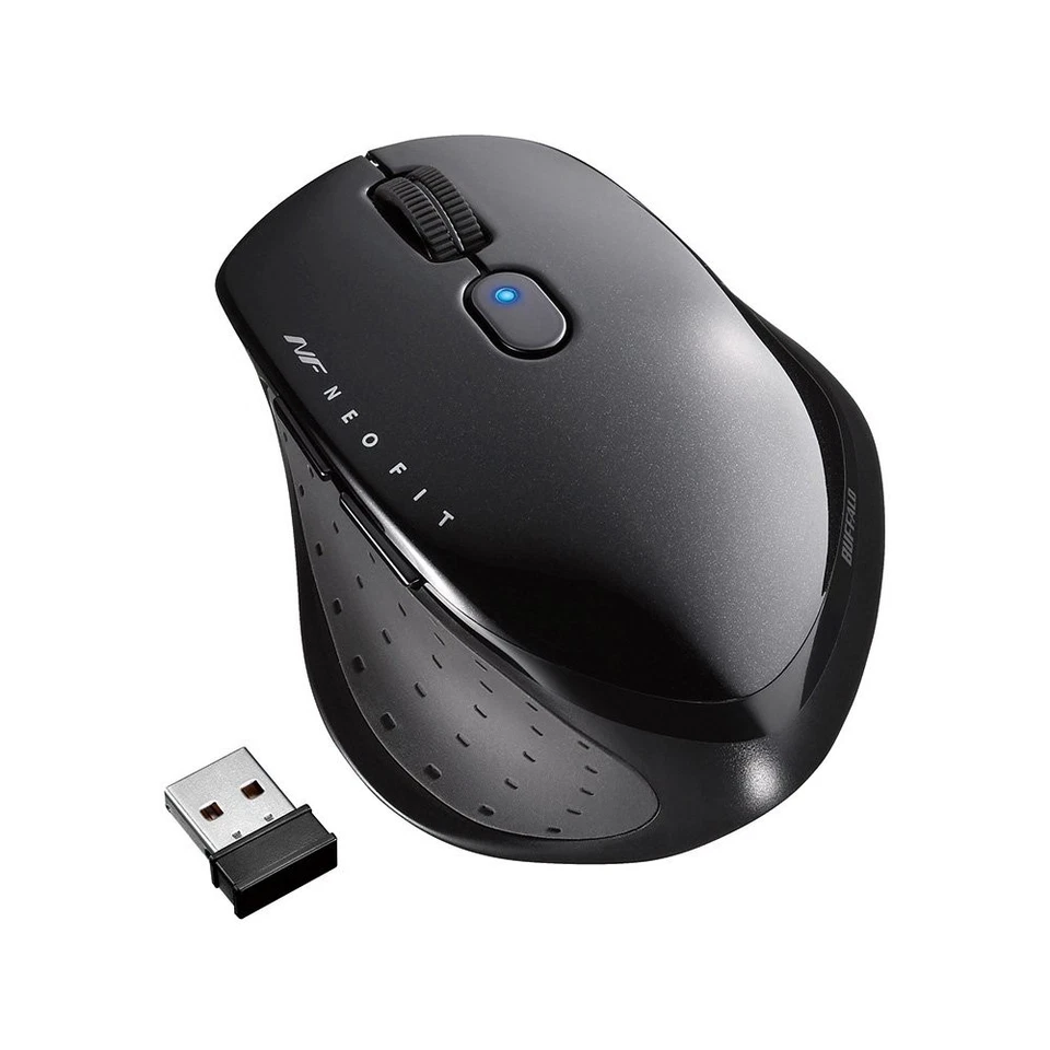 BUFFALO Wireless Blue LED 5 Button Neofit Mouse M Size Black BSMBW515MBK NEW - Image 1 of 1