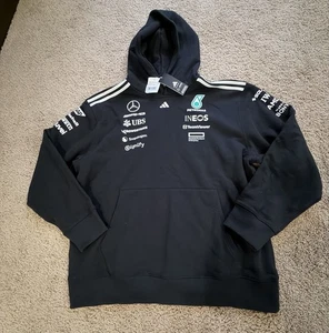 Sudadera con capucha del equipo Mercedes AMG Petronas F1 Adidas 2025 para hombre - negra talla XL $140 nueva - Imagen 1 de 11