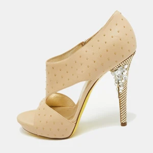 Versace Beige Leather Open Toe Sandals Size 41 - Picture 1 of 9