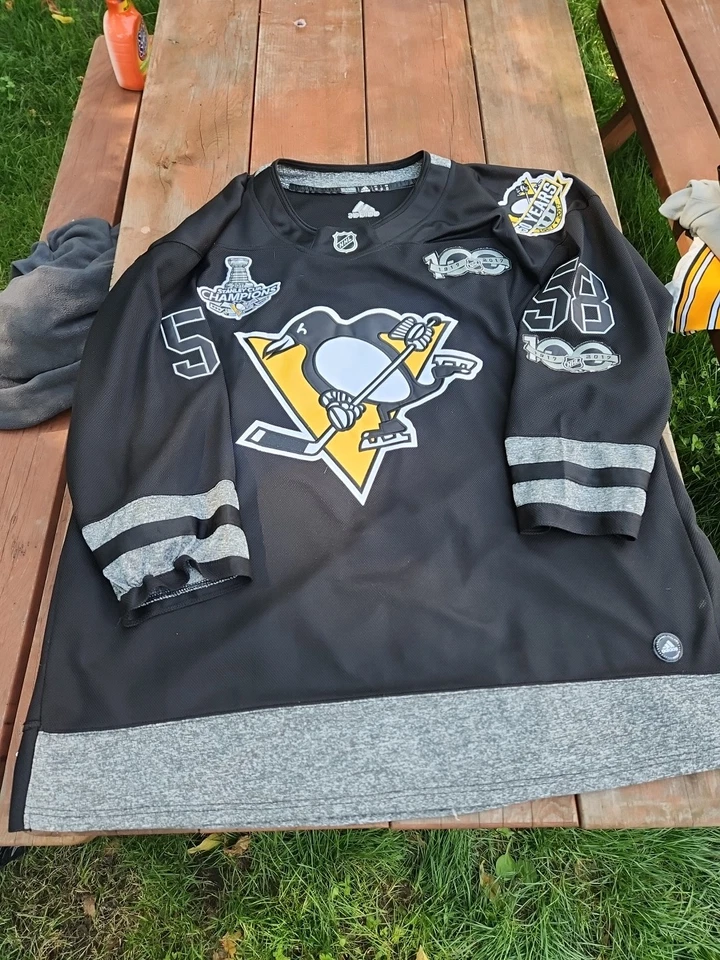 RARE Adidas Kris Letang Jersey 50th Yr Anniv 100th Season Stanley Cup Champions  - Image 1 of 4