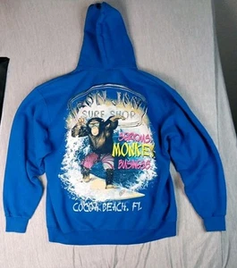 Vintage Ron Jon Hoodie Large * Surf Shop Cocoa Beach FL Monkey Business blau - Bild 1 von 18
