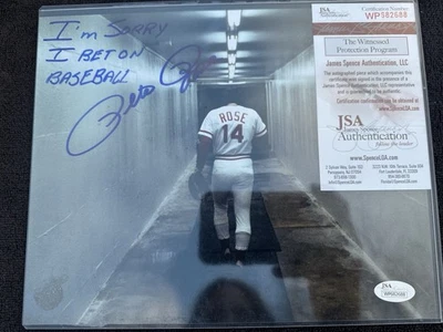 Pete Rose Signed 8x10 “I’m Sorry I Bet On Baseball” Photo Beckett COA Reds - Image 1 of 4