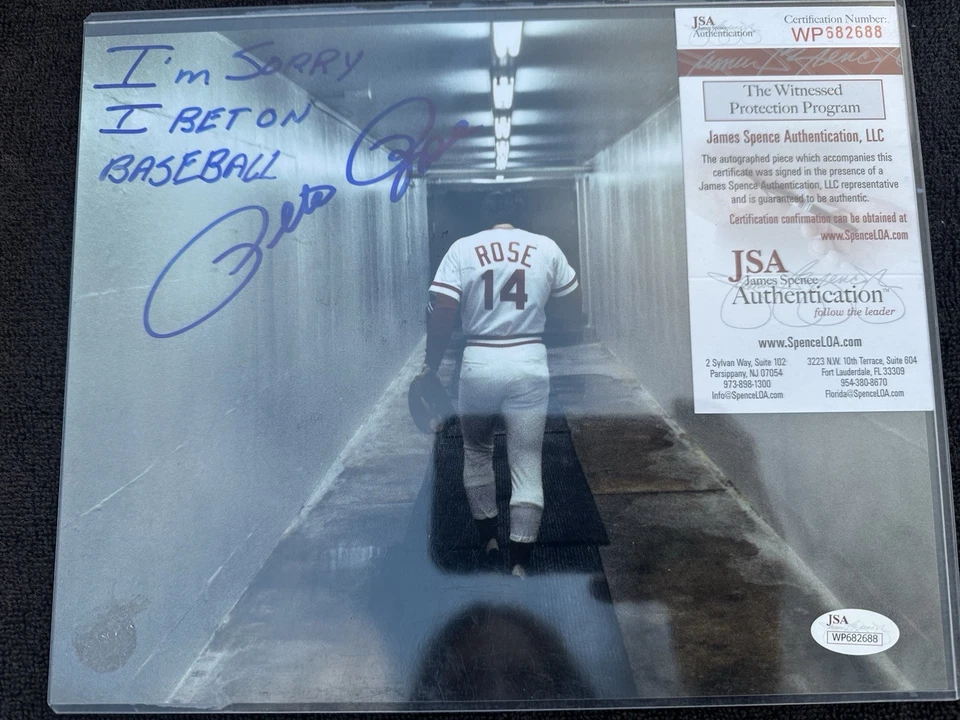 Pete Rose Signed 8x10 “I’m Sorry I Bet On Baseball” Photo Beckett COA Reds - Image 1 of 4