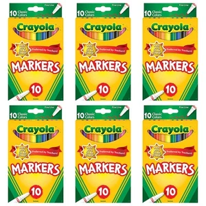 Pack of (6) New Crayola Fine Line Markers - Classic Colors 10/Pkg - Picture 1 of 3