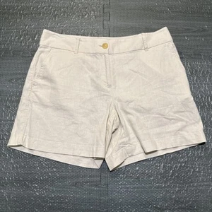 Ann Taylor LOFT Linen Blend Beige Womens Sz 2 Casual 6” In.Preppy Light Classic - Picture 1 of 13