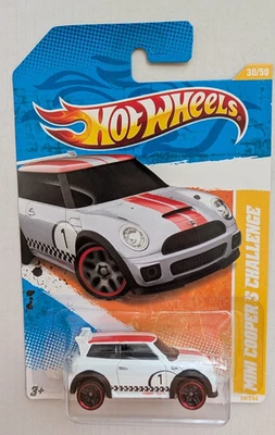Hot Wheels 2011 New Models Mini Cooper S Challenge #30/50 White w/Red Rimmed Y5s - Image 1 of 4