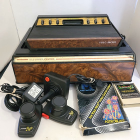 Atari 2600 Sears Tele Game Sixer Console w/ Games Controllers System Stand Works