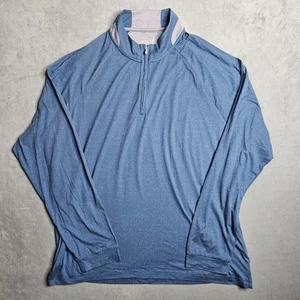 Sudadera Johnnie-O Para Hombres XL Azul Rayas Steffen 1/4 Cremallera Rendimiento UPF Golf - Imagen 1 de 10