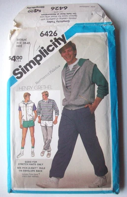 80's Designer Henry Grethel sweats pants shorts pattern 6426 size 38 40 uncut - Image 1 of 2