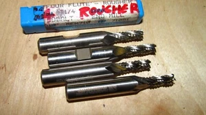 Lot of (4) Niagara 1/4" x 5/8" LOC HSS Cobalt 4 Flute Roughing End Mills - Picture 1 of 3
