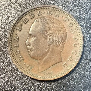 1882 Portugal 5 Reis Coin - Picture 1 of 2