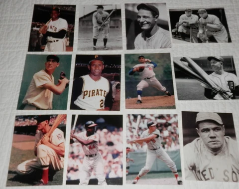 Baseball All Time Greats Postcard Set of 12 Ruth Gehrig Clemente Mays Aaron Cobb Cover