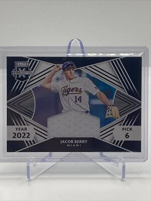 Jacob Berry 2022 Elite Extra Edition First Round Material Pick 6 Jersey Card - Image 1 of 2