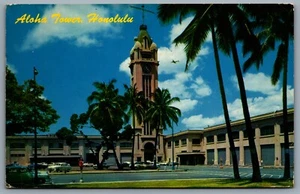 Postcard Honolulu Hawaii c1960 Aloha Tower Old Cars Lighthouse CDS Slogan Cancel - Picture 1 of 2