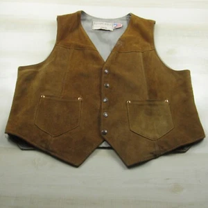 Vintage Rancher Schott Vest Men Extra Large Brown Button Up Cowboy Rodeo - Picture 1 of 23