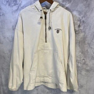 Gear For Sports Corduroy Jacket Mens Large 1/2 Zip Embroidered Hoodie White - Picture 1 of 9