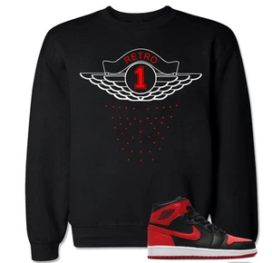 RETRO 1 RED Sweater to match with Air Js Banned X RETRO 1 Bred Red OG Shoes - Picture 1 of 15