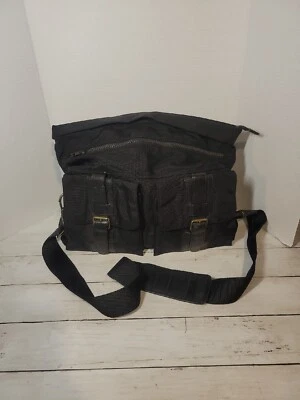 Bolso Bandolera Bosca Negro Nylon Cuero Mensajero Portafolio Computadora Maletín  Foto 1 de 4