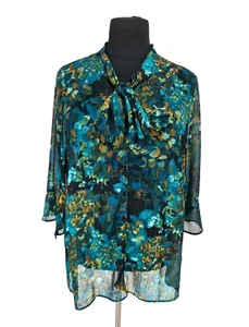 CATHERINES Women Button Tunic Top Plus Size 2X Floral Sheer No Camisole 244A - Picture 1 of 6
