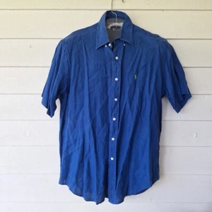 Ralph Lauren Blake Button Down Shirt Linen Long Sleeve Blue Mens L - Picture 1 of 7