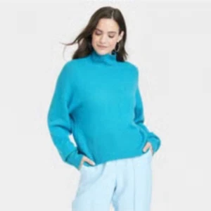 Women's Mock Turtleneck Pullover Sweater - A New Day Blue Size XXL - Picture 1 of 12