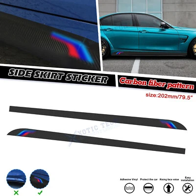 2.02M Carbon Fiber Style Pre-Cut Side Skirt Stickers For BMW F30 F31 F32 E60 E61 - Image 1 of 4