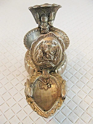 ANTIGUA LÁMPARA DE ACEITE TEMPLO INDIO LATÓN GANESHA HINDU Foto 1 de 4