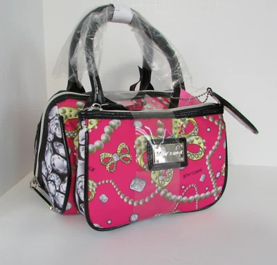 Betsey Johnson Breakfast at Tiffany's Mini Bag & Cosmetic 3 pc Set Barrel NWT - Image 1 of 4