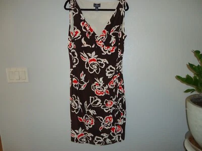 American Living Dress Floral Print Brown Black Red Sleeveless V-Neck Size 16 - Image 1 of 4