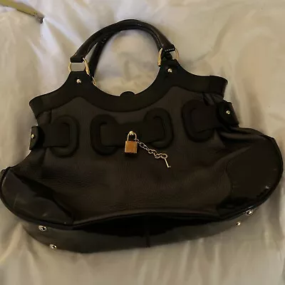 Bolsa BARBARA BUI de couro preto e couro envernizado! Usado UMA VEZ! Ótimo tamanho. Raro  - Imagem 1 de 4