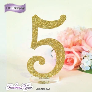 20 Gold Glitter Acrylic Table Numbers, Free Standing ~ 1 through 20  [Blg] - Picture 1 of 6