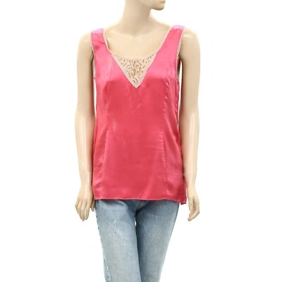 Odd Molly Anthropologie Lace Tunic Tank Top Sleeveless Silk Pink S-1 NEW 260225 - Image 1 of 4