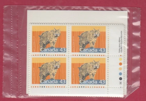CANADA SEALED PLATE BLOCKS 1170 MAMMAL DEFINITIVES USA RATE, LYNX Cover