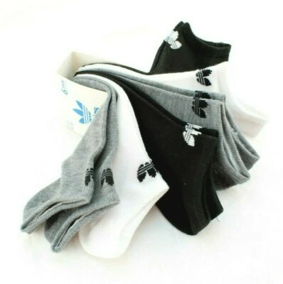ADIDAS Talla 5-10 No-Show 6 Pares Blanco/Negro/Gris con Logo Mujer Calcetines   Foto 1 de 4