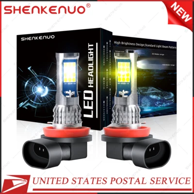 H11 H8 White/golden Yellow LED Fog Light Bulb Dual Color Switchback Strobe Flash - Image 1 of 4