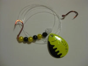 Walleye 2 Hook Spinner Blades Rigs Crawler Harness (Chartreuse Perch Crystal) - Picture 1 of 1
